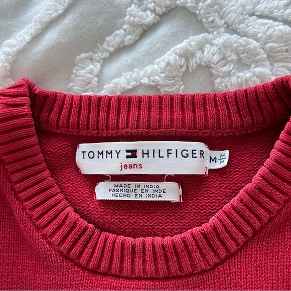 Vintage 2002 Tommy Hilfiger Red Flag Y2K Thick Knit Ribbed Top - Picture 4 of 6